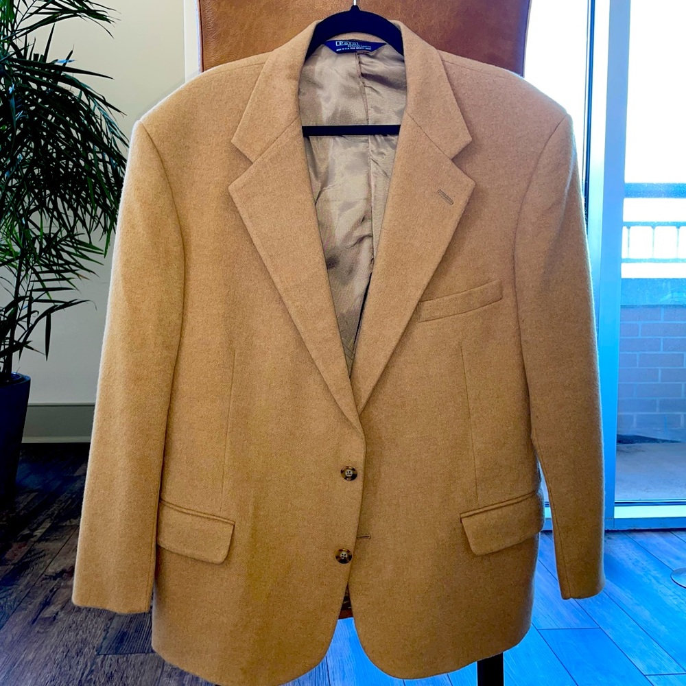 Classic camel hair blazer. Great west for the winter season.